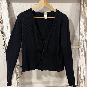 H&M Black Ribbed Cardigan